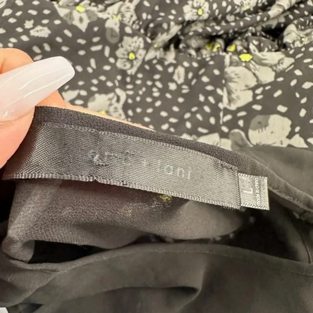 Eric + Lani Floral Dress Fit & Flare Black Gray Sleeveless Large Juniors Lined‎